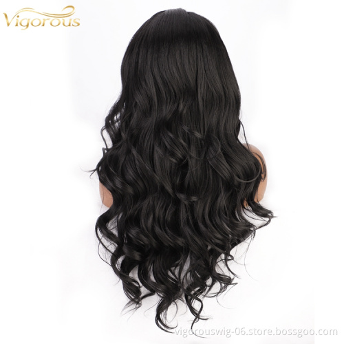 Wholesale 22inch Long black Color Heat Resistance Synthetic Headband Wigs For Black Women body wave Headband Synthetic Hair Wigs